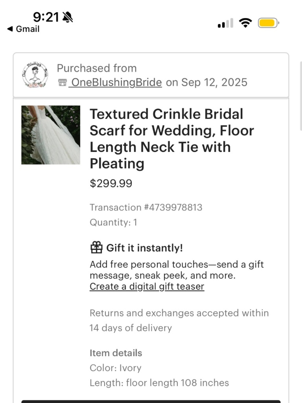 Bridal Tulle Ivory Scarf